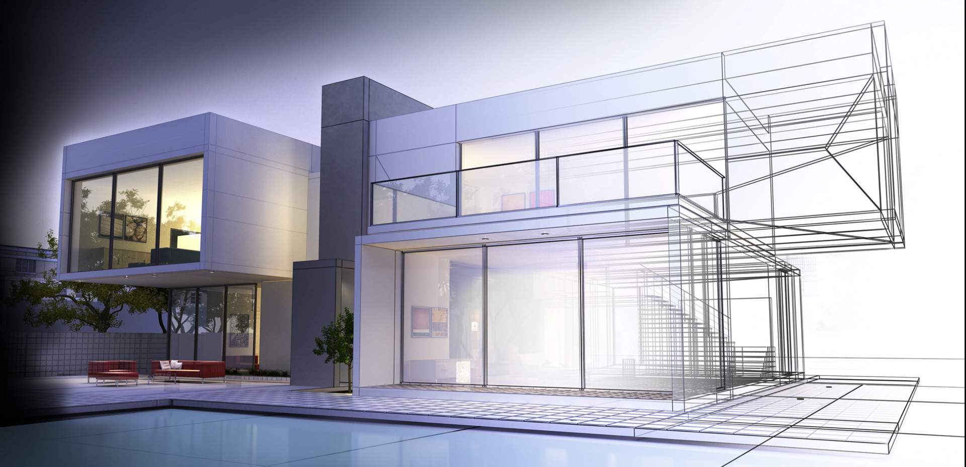 vista della casa.schizzo